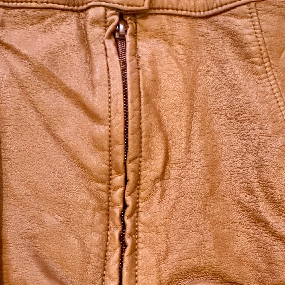 Free People Faux Leather Brown Mini Skirt, Size 4